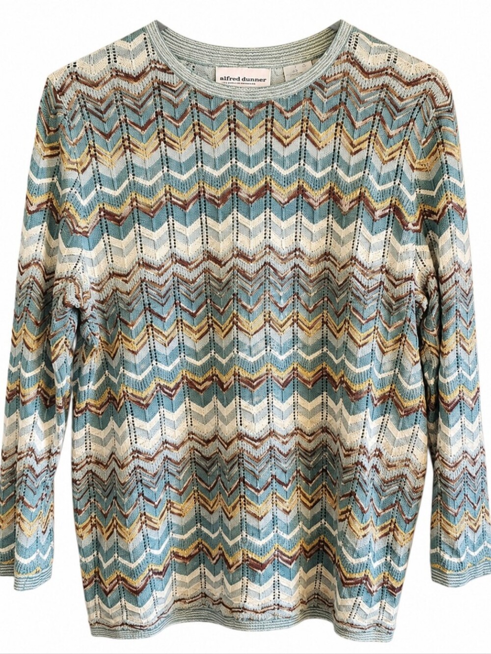 Alfred Dunner Women's Sweater Chevron Pattern Knit Size Small Like New